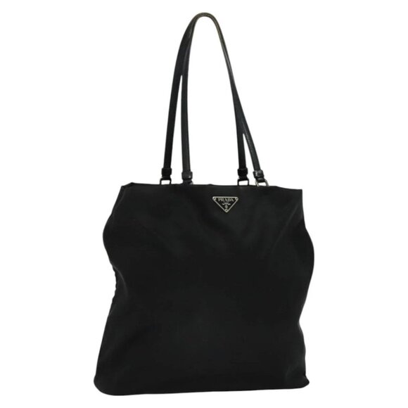 PRADA Tote Bag Nylon Black Silver Auth BA2711 - Picture 1 of 15